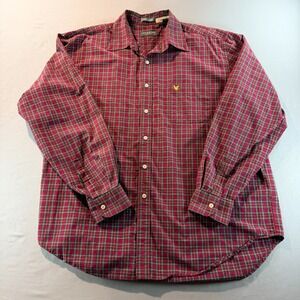 Lyle & Scott Red Plaid Button Up Shirt Men's  X-Large Long Sleeve Classic